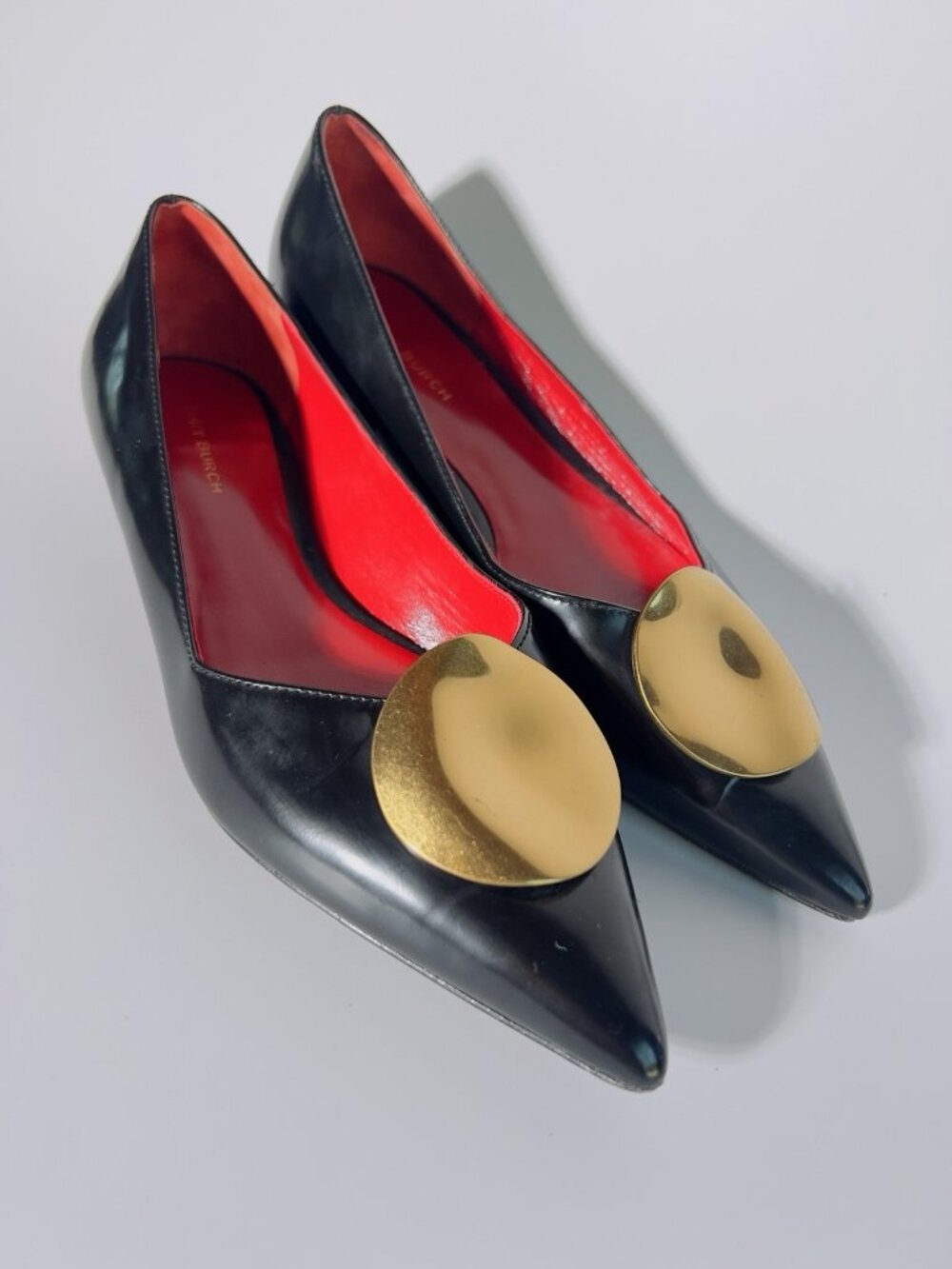 Tory Burch Penelope Pointed Toe Leather Flats Black Gold Size 6.5 - Picture 13 of 13